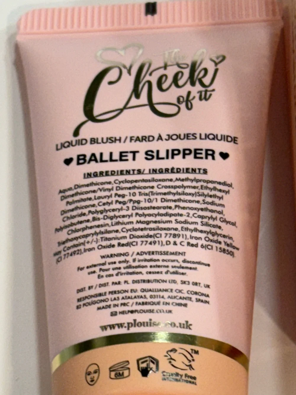 P. Louise  The Cheek of It Liquid Blush - Ballet Slipper.  See pics. Box Bent.